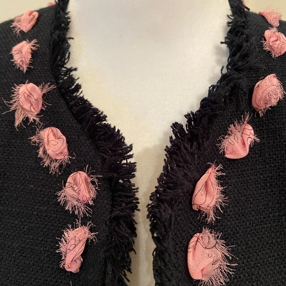 Black & Pink Tweed-Style Jacket - Picture 3 of 7